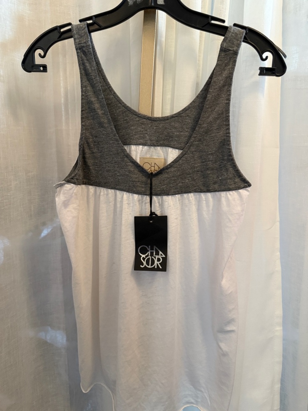 Chaser Gray and White Two-Tone Scoop Tank